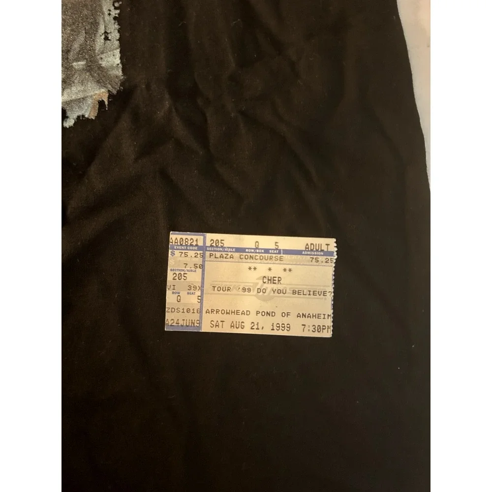 Cher 1999 Concert‎ Shirt with Ticket Stub in Amazing Condition Size XL